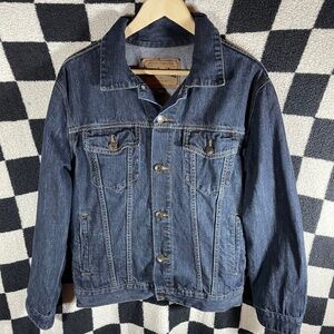 Hilfiger Brand Denim Men’s Dark Blue Jean Denim Trucker Jacket Medium